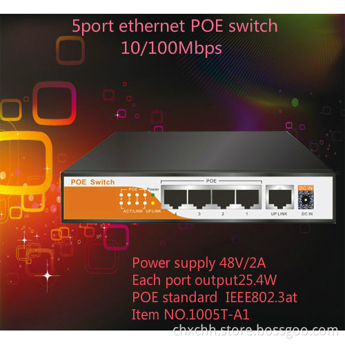 Cheap new stock 4 port poe switch power supply 48V ieee802.3at with uplink switch ethernet wall switch